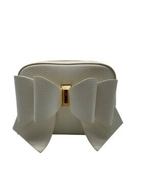 Like Dreams White Faux Leather Senna Boxy Mini Bowtie Crossbody Bag